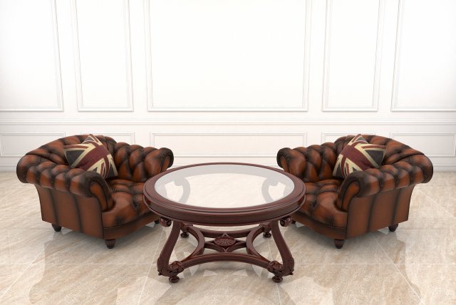 Classic Table and Armchair Set 3D Model