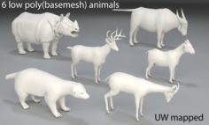 Animals-6 peaces-low poly-part 5 3D Model
