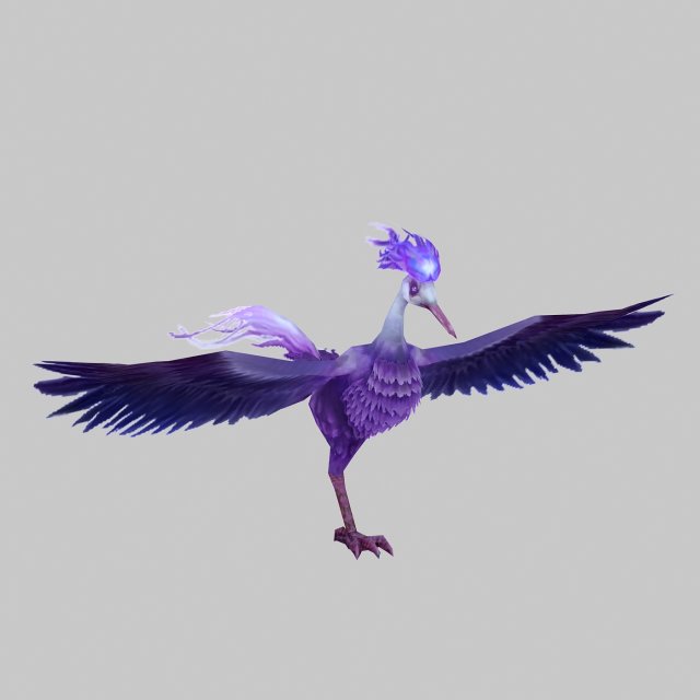 Low poly 3D Monster – Purple Phoenix 3D Model