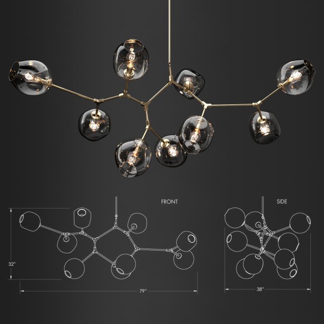 Branching bubble 9 lamps 1 by Lindsey Adelman DARK GOLD 3D Model