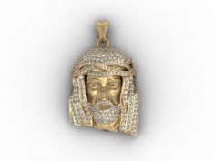 Jesus head pendant with gems 3D Model