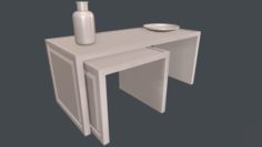 Double Coffee Table with Vase and Plate 3D Model