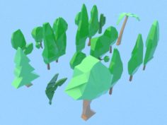 20 Low poly trees collection 3D Model