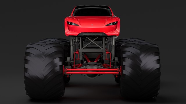 Monster Truck Tesla Roadster 3D Model
