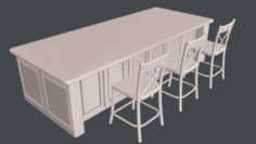 Kitchen Island and Chair 3D Model