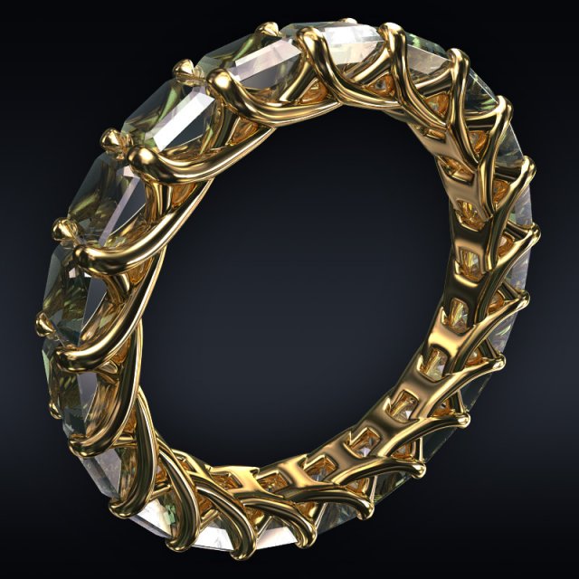 Ring full 20 square stones 3D Model