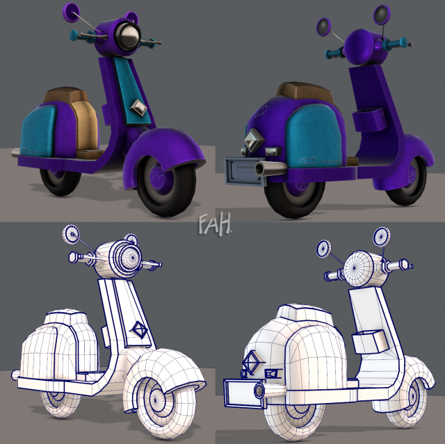 Scooter Cartoon 3D Model
