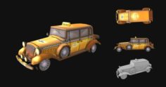 Stylized taxi car low poly 3D Model
