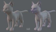 Cat base cartoon and game 3D Model