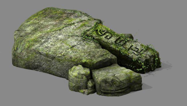 Covered with moss – stone 01 3D Model