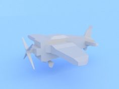 Low poly cartoon style plane 3D Model