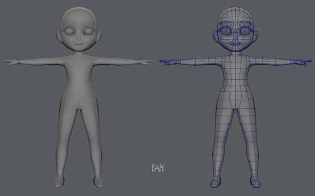 Base mesh girl character Low polygon 3D Model