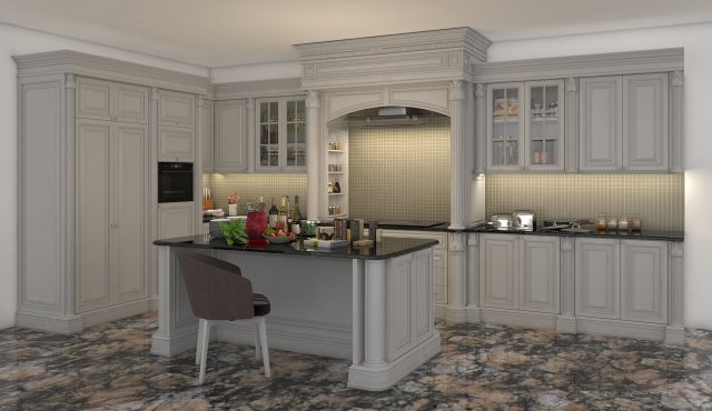 Classic Kitchen Cabinet 2 3D Model