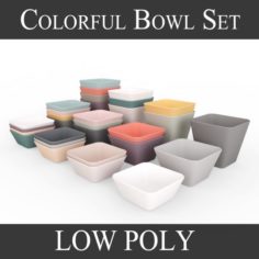 Colorful Bowl Set – LOW POLY model 3D Model