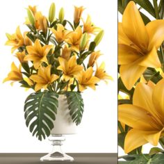 Bouquet of yellow flowers 3D Model