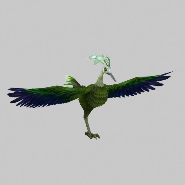 Low poly 3D Monster – Green Phoenix 3D Model