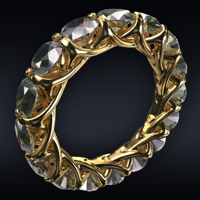 Ring full 16 round stones 3D Model