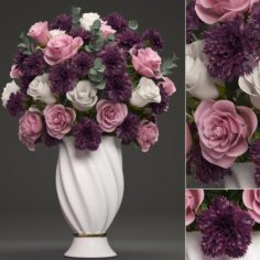 Bouquet of flowers in a vase 3D Model
