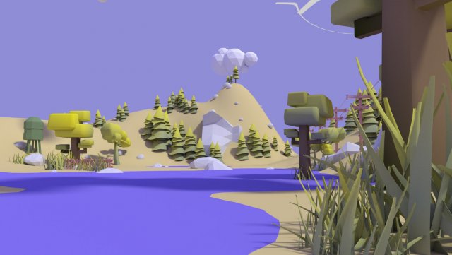 Autumn Valley Lowpoly 3D Model