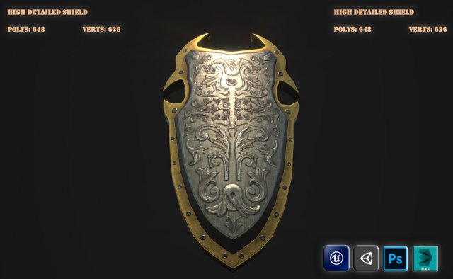High Detailed Shield VR – AR – low-poly 3D Model