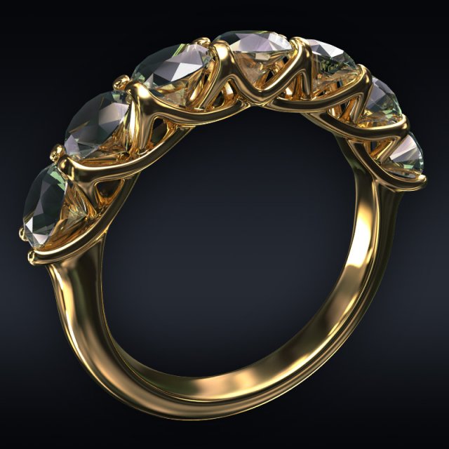 Ring 7 round stones 3D Model