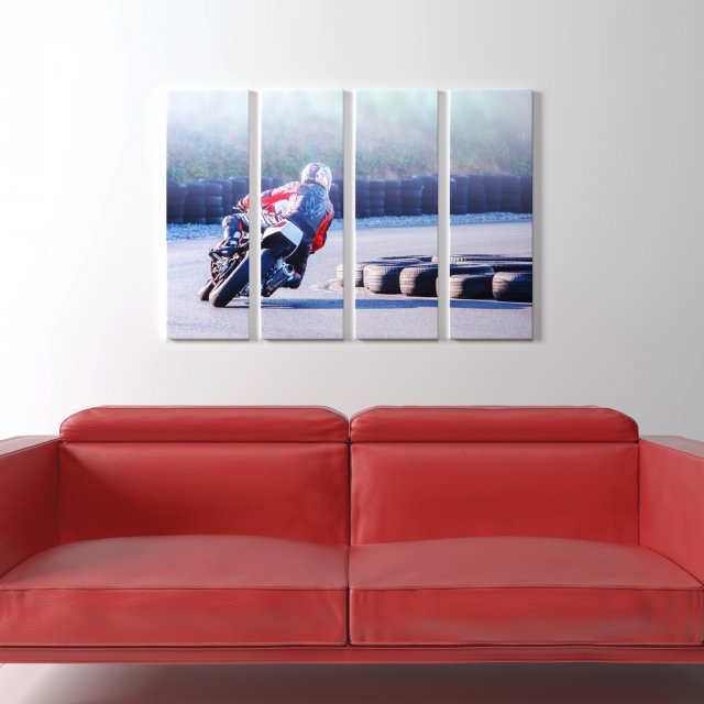Printed Canvas – Men riding a Motorbike 3D Model