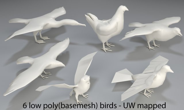 Birds – 6 pieces-low poly-part 4 3D Model