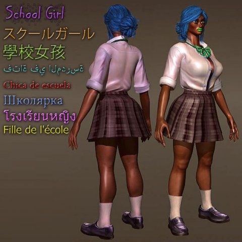 School Girl Comes with Rig 3D Model