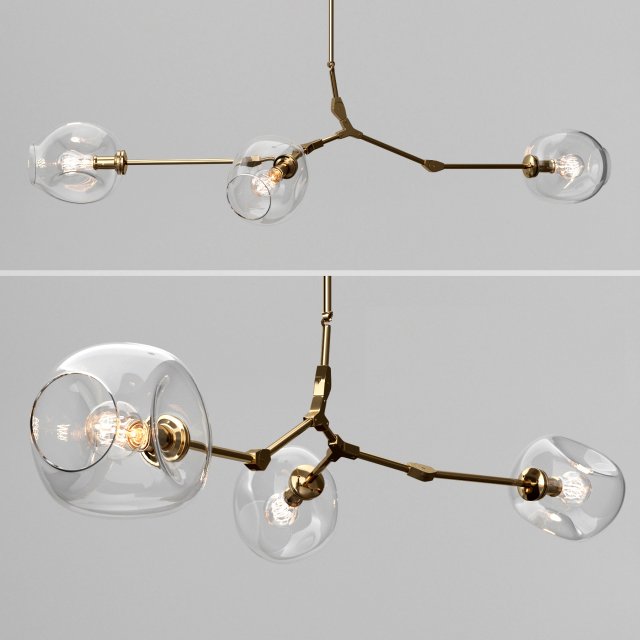 Branching bubble 3 lamps 2 by Lindsey Adelman CLEAR GOLD 3D Model