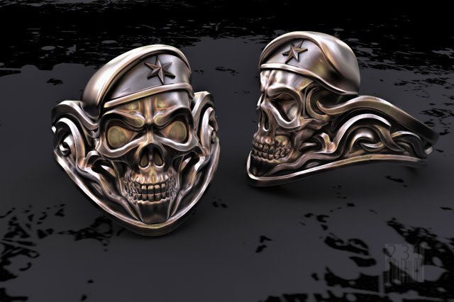 Skull soldier ring 3D Model