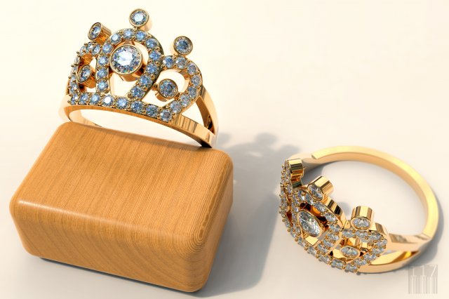 Ring crown with stones 3D Model