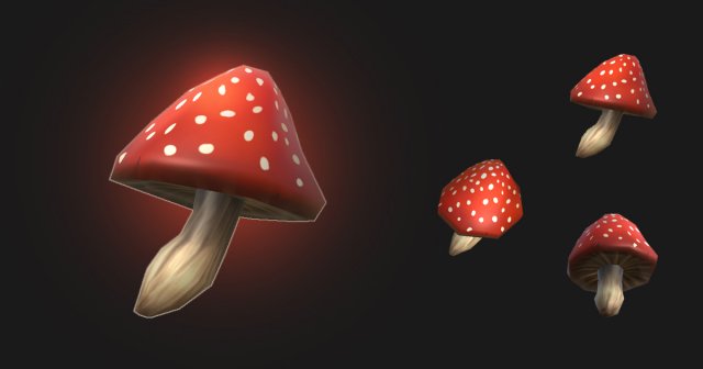 Mashroom – Red – Lowpoly game asset 3D Model