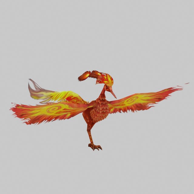 Low poly 3D Monster – Red Phoenix 3D Model