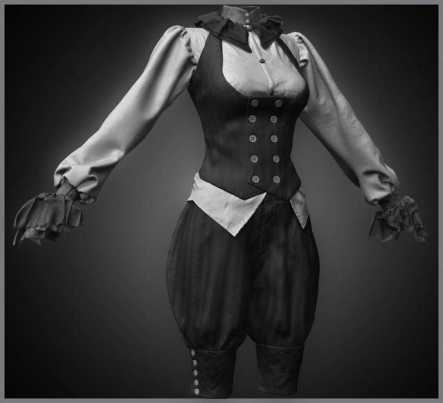Realistic Steampunk Costume 3D Model