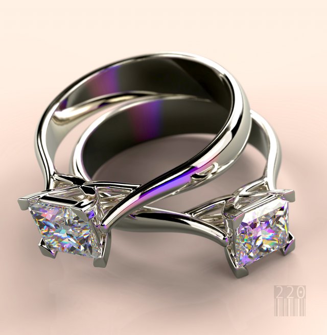 Gold ring with diamond 3D Model
