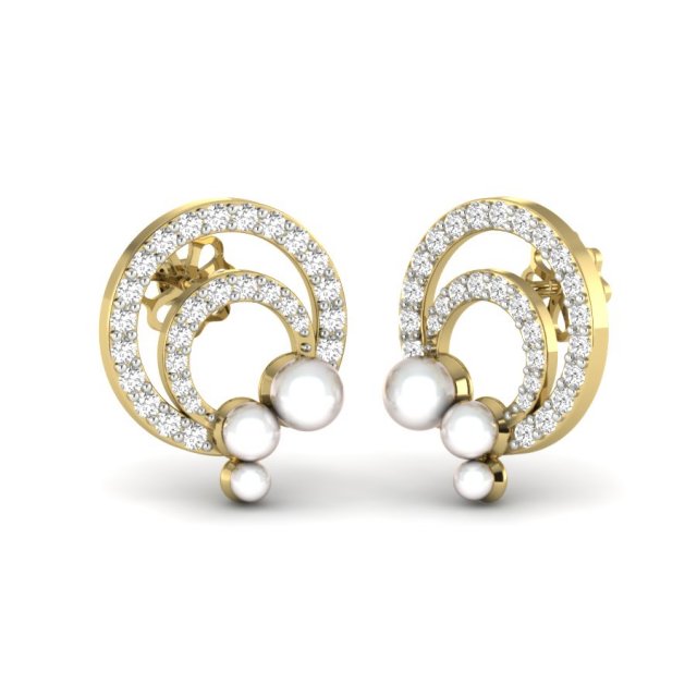 Earrings with diamonds and pearls – 63 3D Model