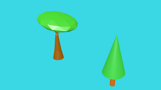 Pack 2 trees low poly 3D Model