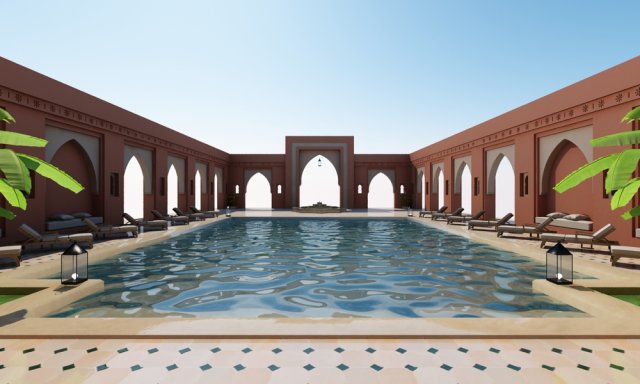 Traditional Moroccan Pool Marrakech 3D Model