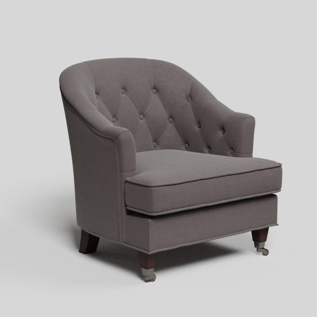 Gray Fabric Upholstered Accent Chair 3D Model