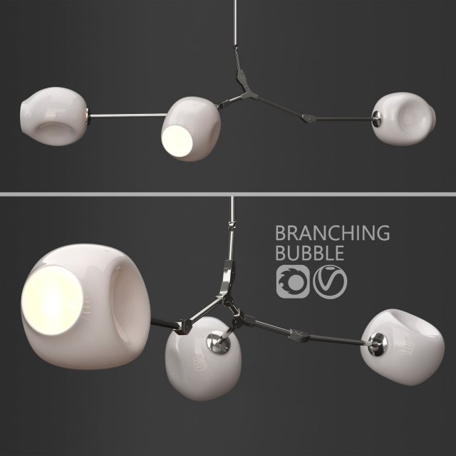 Branching bubble 3 lamps 2 by Lindsey Adelman Milk Silver 3D Model