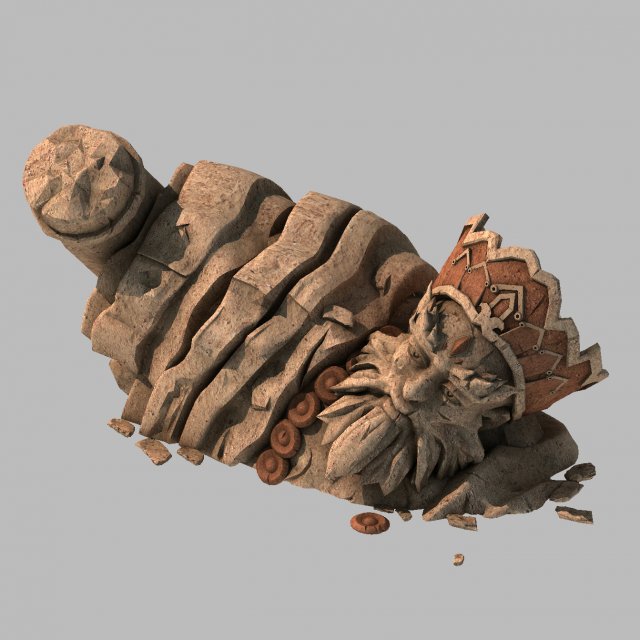 Stone Statue Group – Broken – Buddha Image 04 3D Model