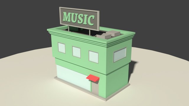 Low Poly Music Store 3D Model