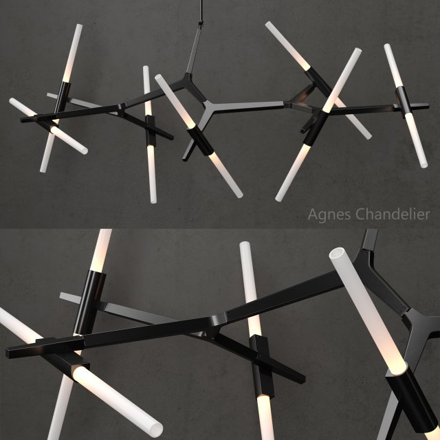 Agnes Chandelier 14 lights black 3D Model