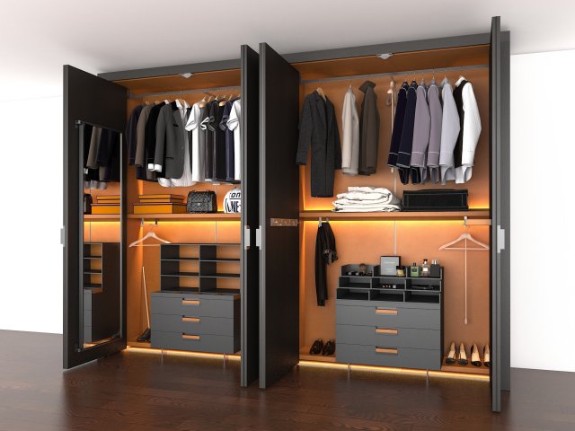 Wardrobe with Clothes 3D Model