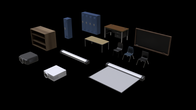 School Classroom Asset Pack 3D Model