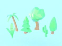 Collection of low poly vegetation 3D Model