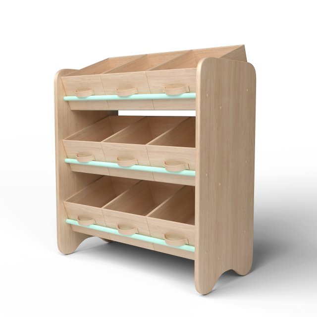 3D Wood Storage Box Shelf System 3D Model