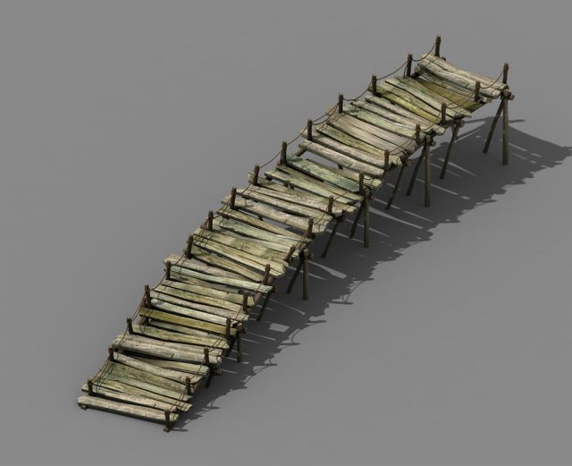 Explore the mountains – wooden bridge 01 3D Model