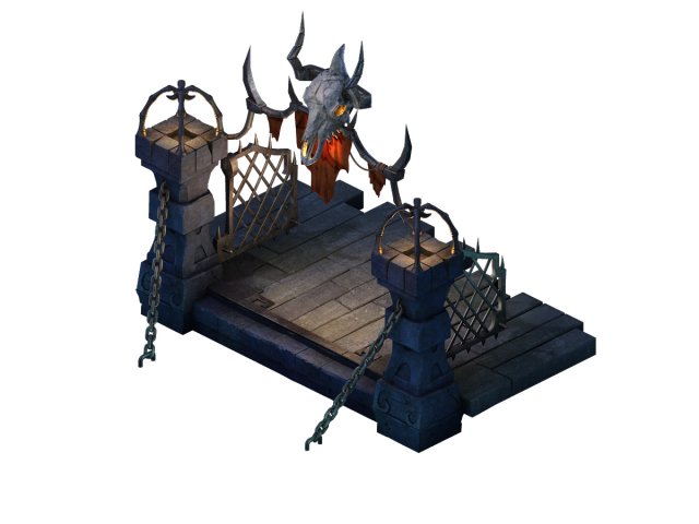 Evil creatures – iron doors – skeletons 3D Model