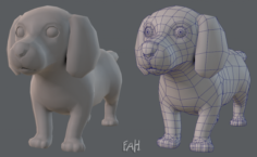 Dog base cartoonV02 3D Model